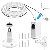 26FT Power Extension Charging Cable with Wall Mount for Wyze Cam Pan/ Wyze Cam Pan v2,Mounting Kit Including Charging and Data Sync Cord,Adjustable 360 Degree Swivel Ceiling Mount and 30 Wire Clips