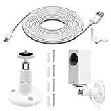 Wall Mount for Wyze Cam Pan Security Camera with 26FT Charging Cable, for Wyze Cam Pan v2 Mounting Kit Including Charging and Data Sync Cord, 360 Degree Adjustable Ceiling Mount, and 30 Wire Clips
