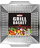 GRILLART Grill Basket for Vegetables & Meat – Large Grill Wok/Pan for the Whole Family - Heavy Duty Stainless Steel Veggie Grilling Basket Built to Last - Best BBQ Accessories for All Grills & Smokers