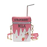 LUI SUI Cute Strawberry Milk Box Cross Body Purse Bag Cellphone Shoulder Bags Card Holder Wallet Purse