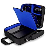 USA GEAR Console Carrying Case - PS4 Case Compatible with Playstation 4 Slim, PS4 Pro, and PS3 - Customizable Interior Stores PS4 Games, PS4 Controller, PS4 Headset, and More Gaming Accessories (Blue)