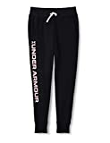 Under Armour girls Rival Fleece Joggers , Black (002)/Cerise , Youth X-Large