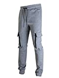 SCREENSHOTSPORTS-A4058 Mens Premium Double Sided Interlock Fleece Utility Cargo Pants - Athletic Jogger Workout Gym Zipper Pockets Sweatpants-HG-XL