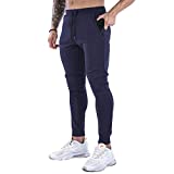 Wangdo Men's Slim Joggers Gym Workout Pants,Sport Training Tapered Sweatpants,Casual Athletics Joggers for Running (Navy-XXL)