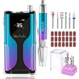Professional Rechargeable Nail Drill Machine, Lavinda Cordless 35,000RPM Skyspace Brushless Nail Drill, Portable Electrical Nail File for Acrylic Nails with Protective Case, Gradient Blue & Purple