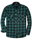 Alimens & Gentle Men's Button Down Regular Fit Long Sleeve Plaid Flannel Casual Shirts - Color: Green, Size: X-Large