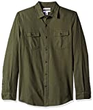 Amazon Essentials Men's Slim-Fit Long-Sleeve Two-Pocket Flannel Shirt, Olive Heather, Medium