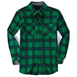 WARHORSEE Mens Flannel Shirt Long Sleeve, Regular Fit Button Down Plaid Flannel Shirt for Men,Green,XXL