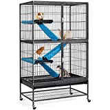 Yaheetech 2-Story Ferrets Cage, 54 Inch Rolling Small Animal Cage with Removable Ramps/Platforms/Storage Shelf/Tray, Metal Critter Nation Cage for Adult Rats/Chinchillas/Guinea Pigs/Rabbit, Black