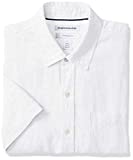 Amazon Essentials Men's Slim-Fit Short-Sleeve Linen Shirt, White, Small