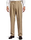 Haggar Men's Cool 18 Pleat Front Hidden Expandable Waist Pant- Regular and Big & Tall Sizes, British khaki, 34x34