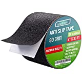 Heavy Duty Anti Slip Tape, 4inx33ft Traction Tape Grit Non Slip, Non-Skid Treads, High Traction Friction Abrasive Adhesive Stairs Step, Black Grip Tape for Skateboards, Waterproof Outdoor Step Treads