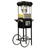 Funtime Sideshow Popper 4-Ounce Hot Oil Popcorn Machine with Cart, Black/Silver