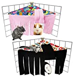 LEFTSTARER 2 Pcs Guinea Pigs Rats Corner Hideout Hidey Curtain Hideouts Cage Accessories Hidden Habitat Tent Toys for Ferrets Chinchillas Sugar Glider Bunny Pet Animals (Owl+ Heart)