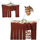 2 Pieces Corner Hideout for Guinea Pigs Forest Hideaway Peekaboo Pet Cage Accessories Funny Habitat Tent Hammock with 3 Hooks and Curtain Sides for Small Animals Hamster Ferret Mice Chinchilla