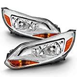 ACANII - For [Halogen Model] 2012 2013 2014 Ford Focus Chrome Housing Headlights Headlamps Assembly Driver & Passenge