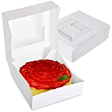 Stock Your Home 8 x 8 x 2.5 Inch White Cake Box with Viewing Window (25 Count) - Small Cookie Box - Cake Box with Auto Pop Design - Cake Box with Viewing Window for Strawberries, Smash Chocolate Heart