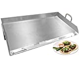 Professional Restaurant Style Stainless Steel Rectangular Griddle Pan Comal Plancha Flat Top For Tailgating,Parties,BBQ Grills Outdoor Cooking-32" x 17"