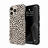 BURGA Phone Case Compatible with iPhone 13 PRO MAX - Black Polka Dots Pattern Nude Almond Latte Fashion Cute for Girls Heavy Duty Shockproof Dual Layer Hard Shell + Silicone Protective Cover