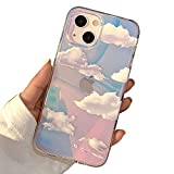 I-MGAE-IN-AR Cute Clear Crystal Designed for iPhone 13 Case 6.1 inch 2021 Released,Shockproof Protective Durable Phone Cases Slim Cover for White Cloud Aesthetic Glitter Design for Women,Girls