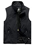 Gihuo Men's Casual Outdoor Lightweight Quick Dry Fish Travel Safari Vest (Black, Large)