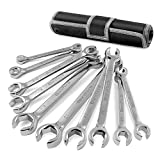 DURATECH Flare Nut Wrench Set, Standard & Metric, 10-Piece, 1/4" to 7/8'' & 9-21mm, Chrome Vanadium Steel, Organizer Pouch Included