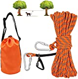 XiaZ Dog Tie Out Cable for Camping, 50ft Portable Overhead Trolley System for Dogs up to 200lbs，Dog Lead for Yard, Camping, Parks, Outdoor Events,5 min Set-up