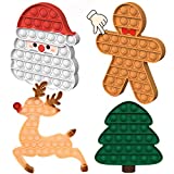 4 Pack Christmas Pop Fidget Toys - Push Poppers Bubble Fidgets Sensory Toy, Silicone Santa Claus Christmas Tree Deer and Gingerbread Man Decorations,Party Game Decor Gift for Kids and Adults