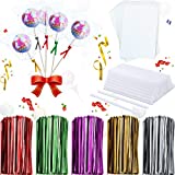 4200 Pieces Cake Pop Kits Including 100 Pieces Cake Pop Sticks and 100 Pieces Lollipop Bags with 4000 Pieces Mix Colors Metallic Twist Ties for Candy Melt Chocolate Dessert for Halloween Christmas