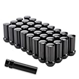 M14x1.5 Wheel Spline Lug Nuts, 32pcs Black 14x1.5 Spline Lug Nut 2 Inch Tall with 1 Socket Key Compatible for Chevy GMC F250 F350 8 Lug Aftermarket Wheels