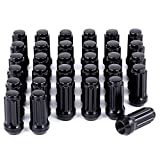 M14x1.5 Lug Nuts Black with Spline Tuner, XL 2 inches Length with Cone Seat, Compatible with Ford F250 F350 Super Duty, Chevy Silverado 1500 2500HD and GMC Sierra, Set of 32