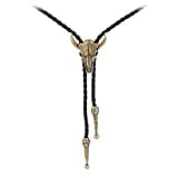 GelConnie Gold Bolo Tie Cowboy Rodeo Vintage Leather Necktie Western Jewelry Adjustable Cord Necklace for Men, Women PL0010-1-gold-1