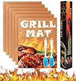 Attmu Copper Grill Mats for Outdoor Grill Set of 6, Non - Stick BBQ Grill Mat, Safe and Reusable Fiberglass, Endure High Temperatures Baking Sheets - Work on Electric Grill Gas Charcoal - 15.75" x 13"