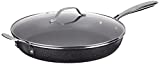 Granitestone Nonstick 14 Frying Pan with Lid Ultra Durable Mineral and Diamond Triple Coated Surface, Family Sized Open Skillet, Oven and Dishwasher Safe, Large, Black