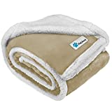 PetAmi Dog Blanket, Sherpa Dog Blanket | Plush, Reversible, Warm Pet Blanket for Dog Bed, Couch, Sofa, Car (Taupe, 50x40 Inches)