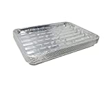 DCS Deals Pack of 25 Disposable Aluminum Broiler Pans  Good for BBQ, Grill Trays  Multi-Pack of Durable Aluminum Sheet Pans  Ribbed Bottom Surface - 13.40" x 9" x 0.85"