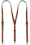 Exception Goods Leather Suspenders For Men, Personalized Brown Genuine Leather, Groomsmen Gifts, XL Fits 6'26''--6'89''