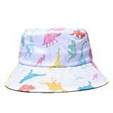 Colorful Dinosaurs Pattern Prints Sun Hat,Unisex Bucket Hats Cotton Summer Safari Boonie Cap Packable Outdoor White Caps for Boys Girls