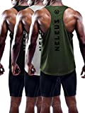 Neleus Men's 3 Pack Dry Fit Workout Gym Muscle Tank Tops,5031,Black,Grey,Olive Green,M,EU L