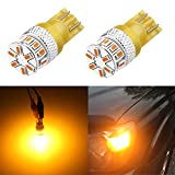 Alla Lighting 168 194 LED Bulbs, Amber Yellow T10 Wedge 360 Side Marker, License, Interior Map, Dome, Trunk Lights W5W 2825 175, Super Bright 3014 18-SMD 12V Replacement for Cars, Trucks, SUVs, Vans