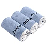 Bobor 3-Pack 14 x 29 Inch Gym Towels, Workout Sweat Towel for Men Gym, Super Absorbent, Fast Drying Fitness Exercise Towels for Sweat, Soft Microfiber (Blue, 14x29 Inch)