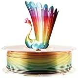 Silk Shiny Fast Color Gradient Change Rainbow Multicolored 3D Printer PLA Filament - 1.75mm 3D Printing Material 1kg 2.2lbs Spool, Widely Compatible for FDM 3D Printer with One Bottle Tool by TTYT3D