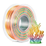 Rainbow Silk PLA+ Filament 1.75mm, SUNLU PLA Pro 3D Printer Filament Multicolor, Dimensional Accuracy +/- 0.02mm, 1kg Spool, 1.75 Shiny Silk, Rainbow Filament