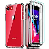 COOLQO Compatible for iPhone 8 /iPhone 7 /iPhone 6S/6 Case, with [2 x Tempered Glass Screen Protector] Clear 360 Full Body Coverage Hard PC+Soft Silicone TPU 3in1 Shockproof Phone Protective Cover