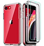 COOLQO Compatible for iPhone SE 2020 Case 4.7 Inch, with [2 x Tempered Glass Screen Protector] Clear 360 Full Body Coverage Hard PC+Soft Silicone TPU 3in1 [Military Protective] Shockproof Phone Cover