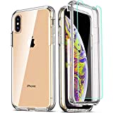 COOLQO Compatible for iPhone Xs Max Case 6.5 Inch, with [2 x Tempered Glass Screen Protector] Clear 360 Full Body Coverage Silicone [Military Protective] Shockproof for iPhone Xs Max Cases Phone Cover