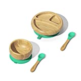 Avanchy Bamboo Baby Bowl - Baby Cutlery - Bamboo Kids Bowl - BPA Free Bowl - Bamboo Kids Utensils - Bamboo Kids Bowl - Baby Feeding Supplies (Green Essentials)
