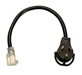Coleman Cable 095449008 14/3 STW 30 to 15-Amp RV Adapter Extension Cord with Lighted End, 18-Inch, Black
