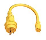 Marinco 105SPP Marine Electrical Shore Power Pigtail Adapter Plus with LED Power Indicator Light (30-Amp 125-Volt Locking Male to 15-Amp 125-Volt Straignt Blade FemaleYellow)