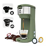 Coffee Maker, Single Serve Coffee Maker Compatible with K-Cup Pod & Ground Coffee, KINGDOO Thermal Drip Instant Coffee Machine with Self Cleaning Function, Brew Strength Control (Red) (Green)